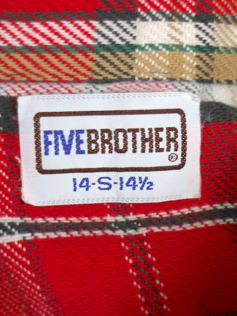 FIVE BROTHER■ヘビーネルシャツ レッド系チェック/14 S アメカジ 古着_画像6