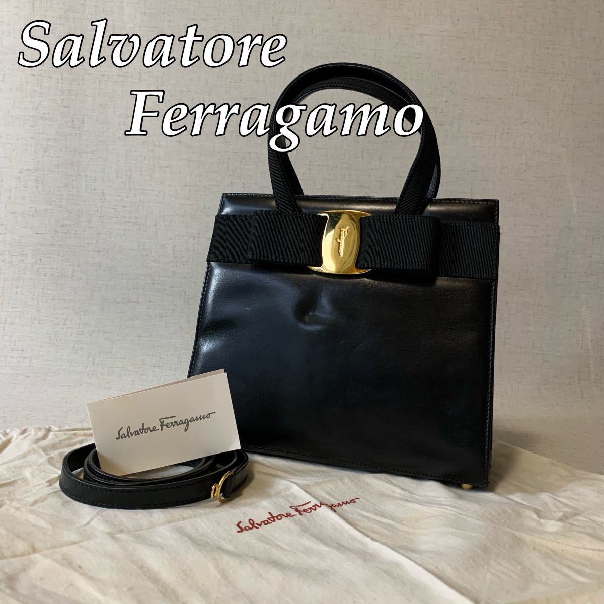 激安単価で】 Ferragamo - サルヴァトーレ フェラガモ 2WAY バッグ 黒