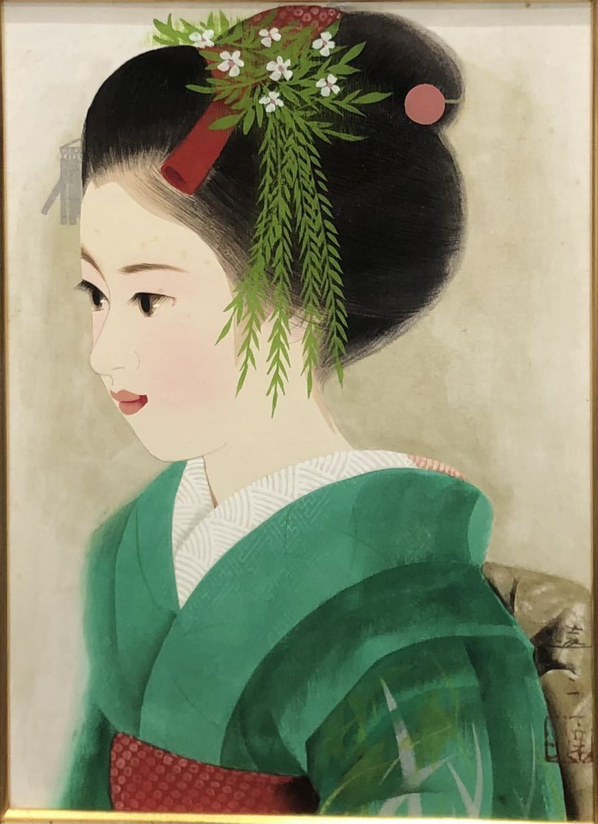 Yahoo!オークション - 【 清水達三 】『舞妓』美人画 日本画 真 Yahoo!オークション - 【 清水達三 】『舞妓』美人画 日本画 真