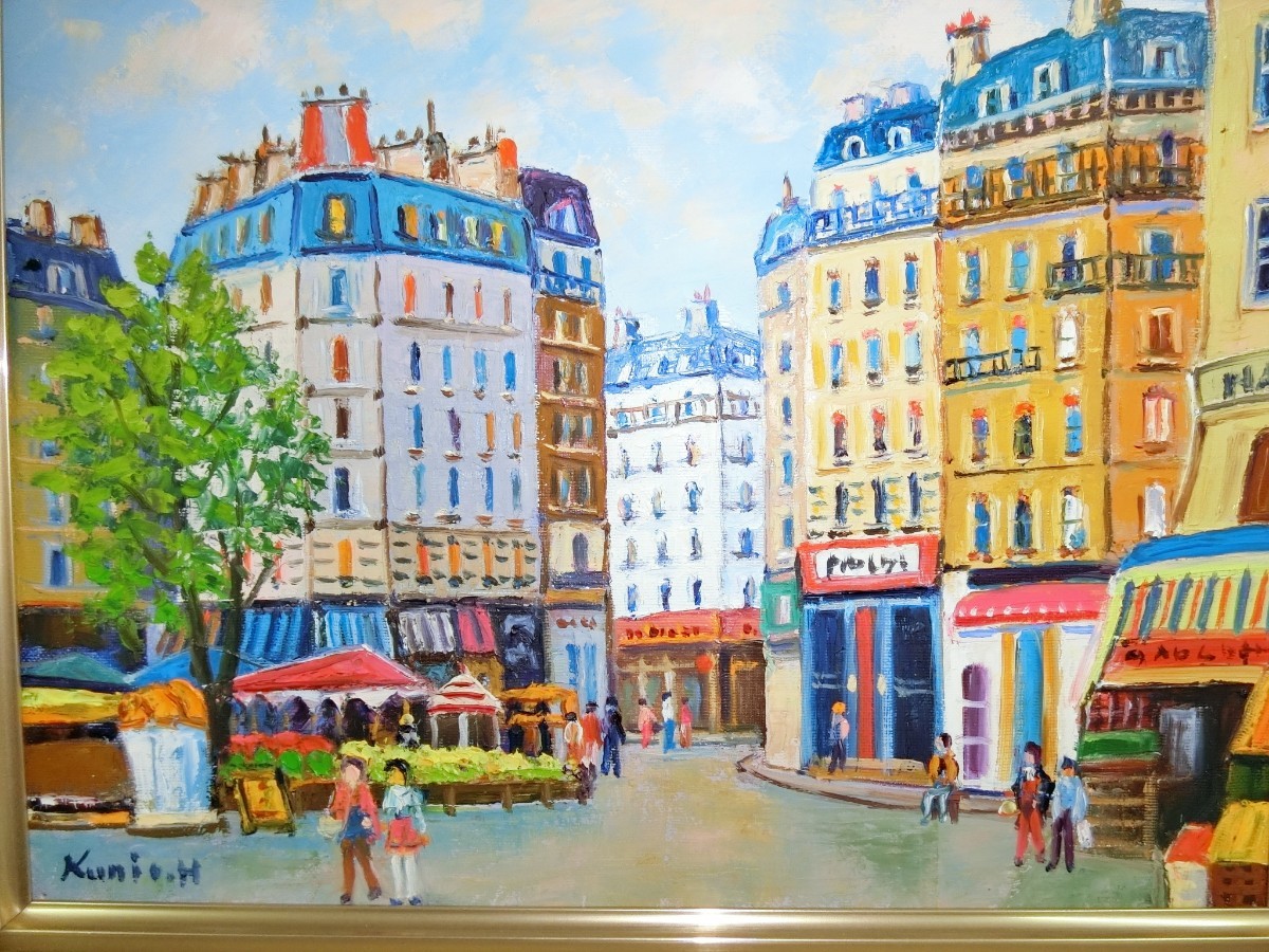 最安値】【ART】半澤国雄真筆(パリの街角)4号 絵画 美術、工芸品 楽器 ...