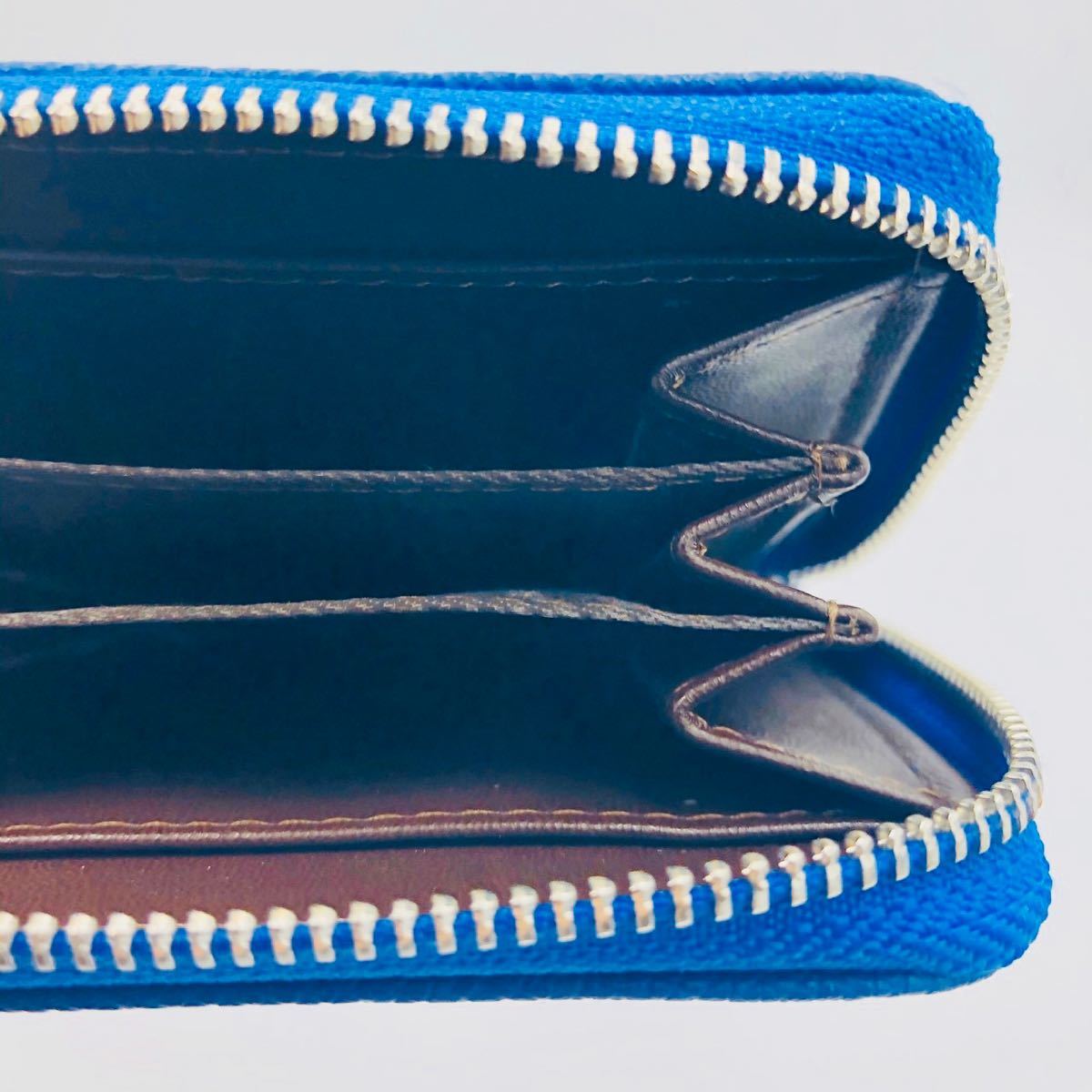 ミニ財布 カードケース ラウンドファスナー コインケース カード収納 ブルー  小銭入れ コンパクト財布 大容量