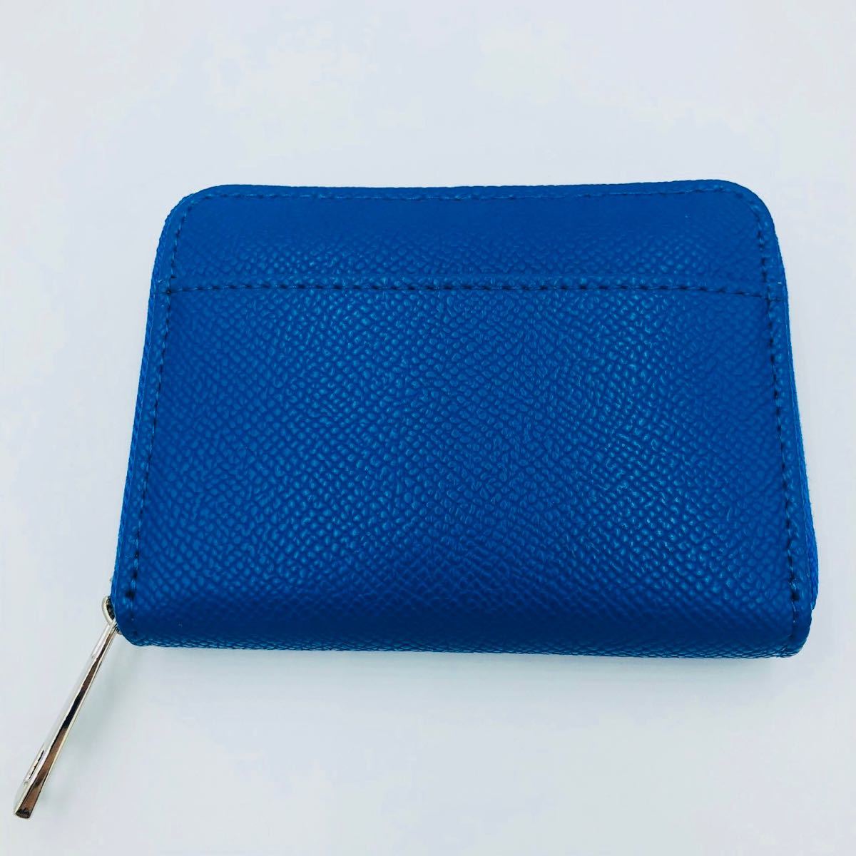 ミニ財布 カードケース ラウンドファスナー コインケース カード収納 ブルー  小銭入れ コンパクト財布 大容量