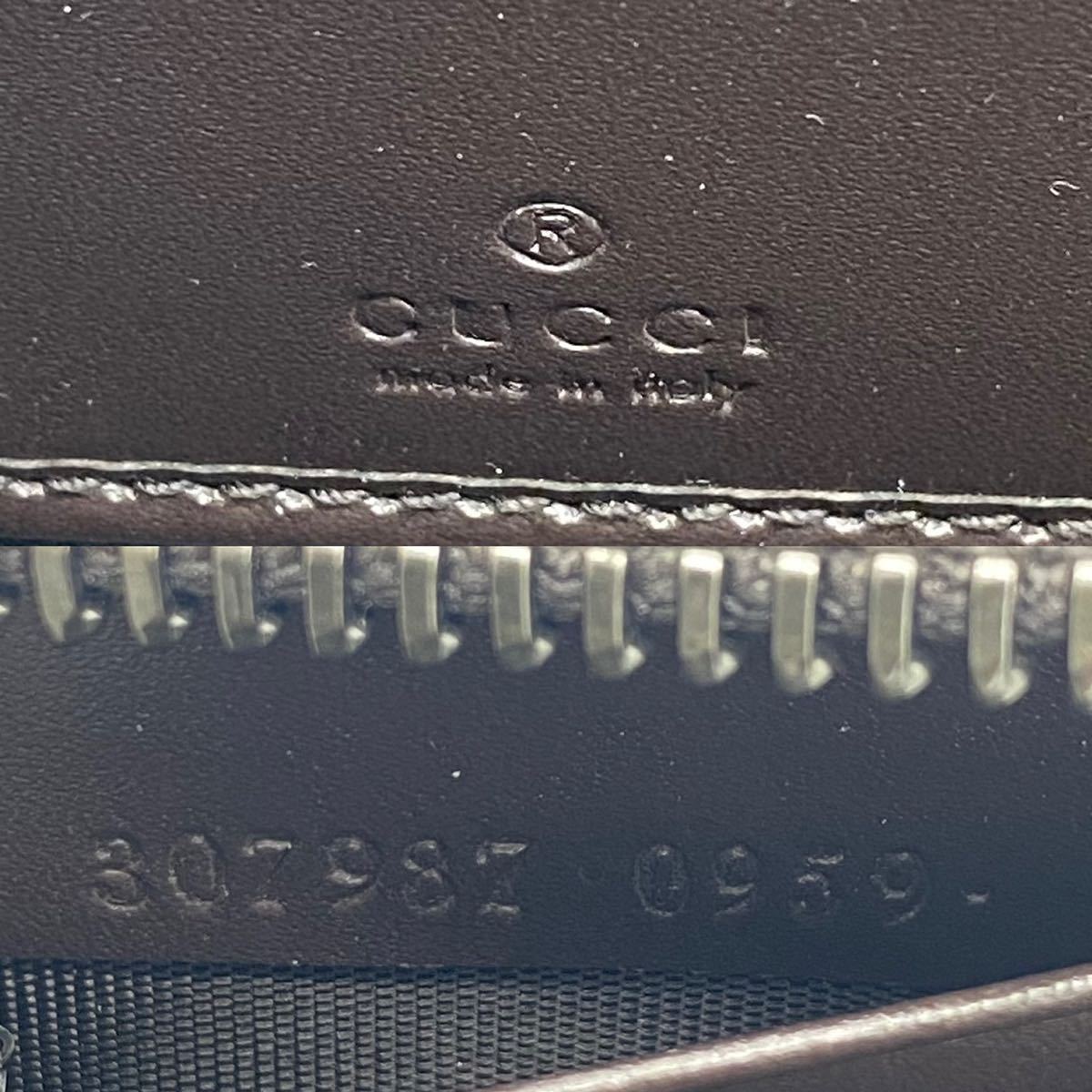 未使用】GUCCI シグネチャー GGシマ ブラウン 長財布 人気 ラウンド