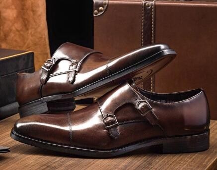 【24.5cm】206-820Aメンズ 本革新品 ビジネスジュース 高品質 ダブルモンクストラップ 高級紳士靴