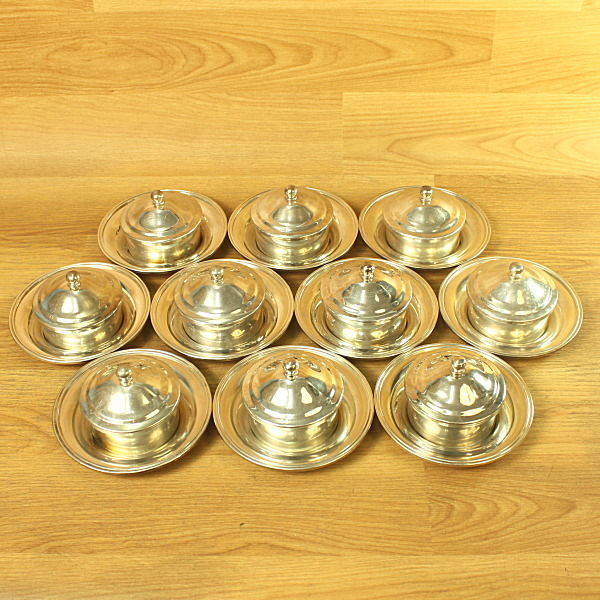 10 customer set * butter bowl . white Western type NICKEL SILBER/ silver plating . silver 