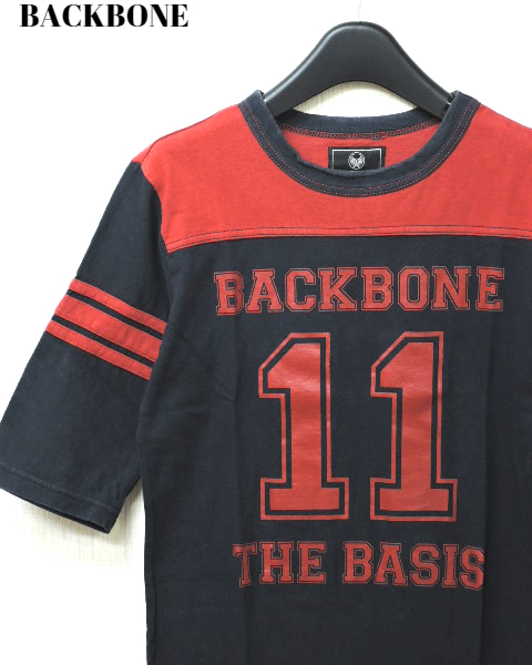 S[BACK BONE THE BASIS FOOT BALL T-SHIRT BB09SS-C100K NAVY/RED Backbone футбол футболка cut and sewn BACKBONE футболка ]