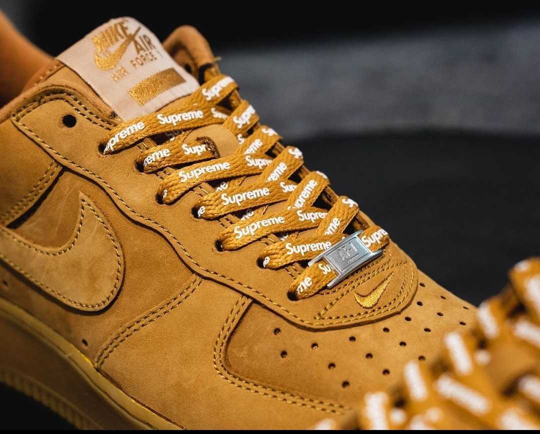 26cm 本物 茶色 Supreme NIKE Air FORCE 1 Low Flax Wheat us8 新品未