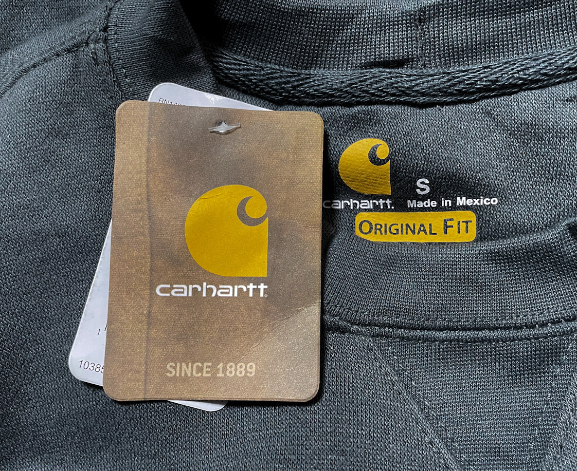 新品 Carhartt カーハート 胸ロゴ ポケット スウェット トレーナー S チャコールグレー クルーネック