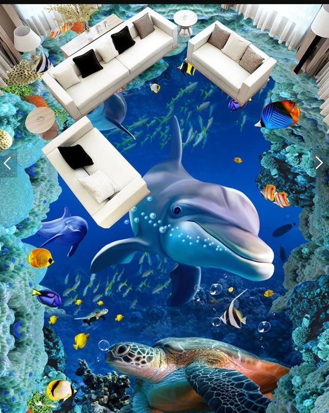 C357 巨大 3D フロアマット 2m*3m* 海 水族館 風景 景色 リフォーム 