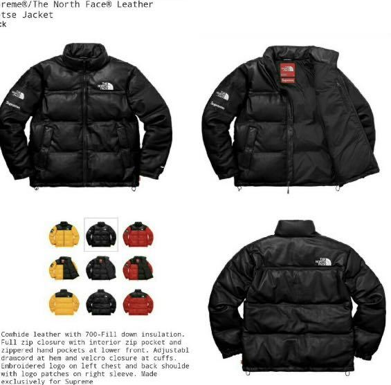国内正規品 オンライン購入 17AW Supreme The North Face Leather Nuptse Jacket BLACK S 新品未使用未開封 ノースフェイス ヌプシ