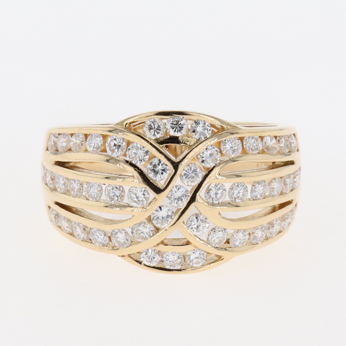 メレダイヤ デザインリング 【おしゃれ】 K18 イエローゴールド 指輪 リング 半額品 中古 レディース ダイヤモンド 12号 YG