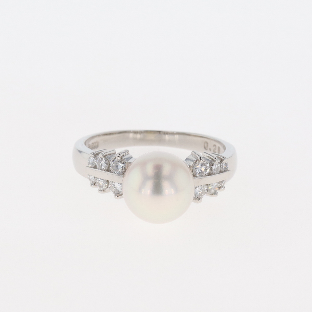 パール デザインリング プラチナ 指輪 メレダイヤ 真珠 リング 9.5号 Pt900 パール ダイヤモンド レディース 【中古】 その他