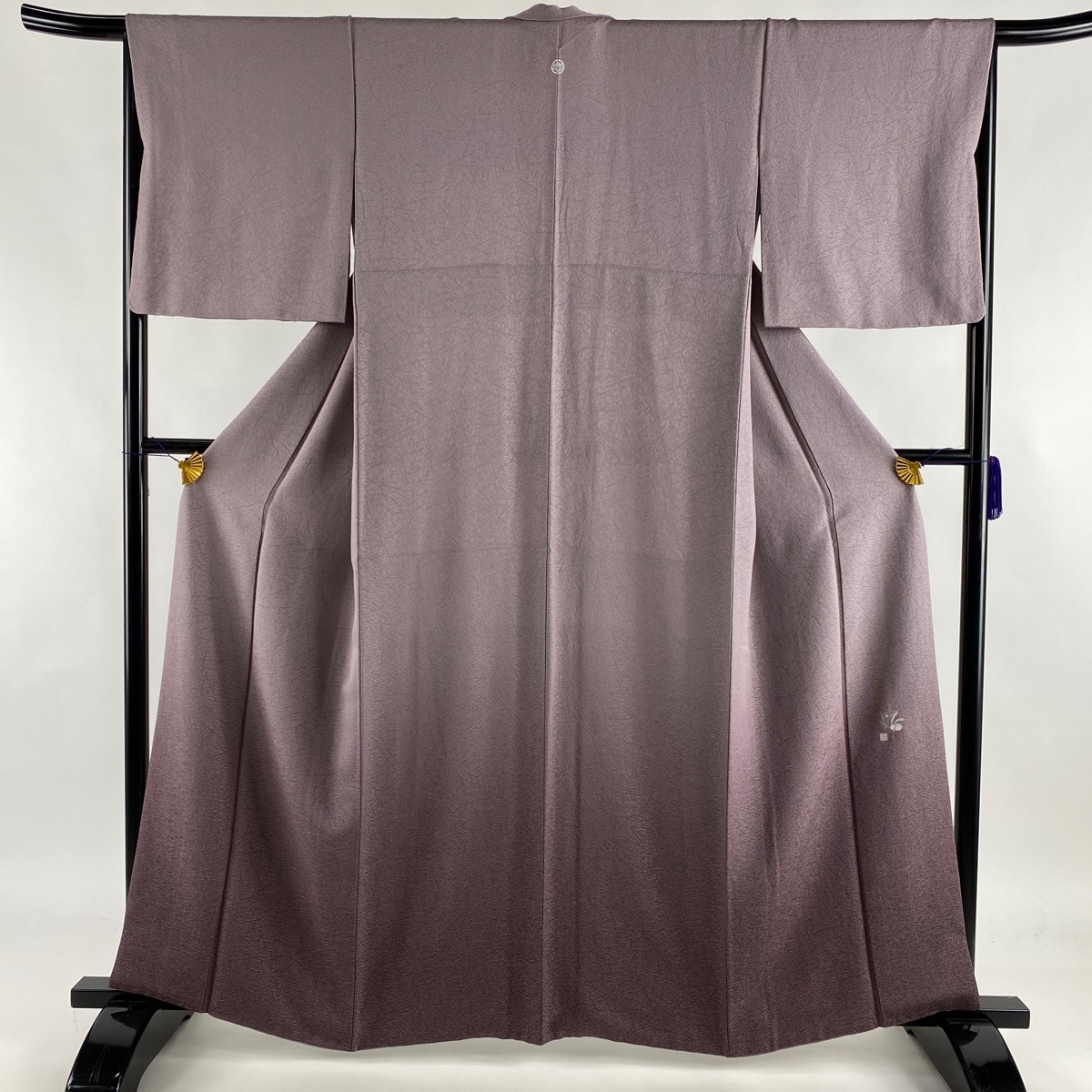 付下げ 秀品 落款 一つ紋 幾何学 灰紫 袷 162cm 66.5cm M 正絹 中古