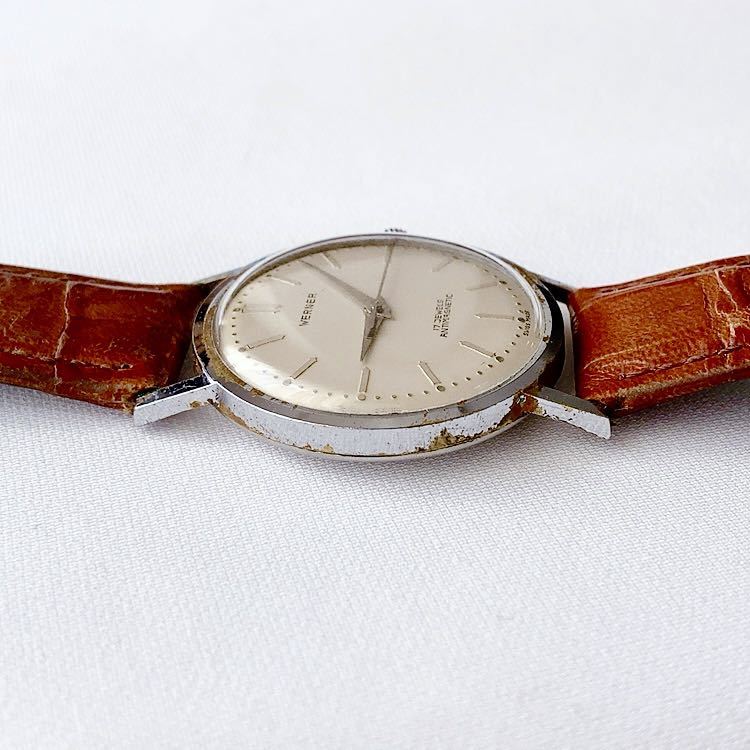 アンティーク　SWISS製 WERNER 17石メンズ手巻き式腕時計　稼動品