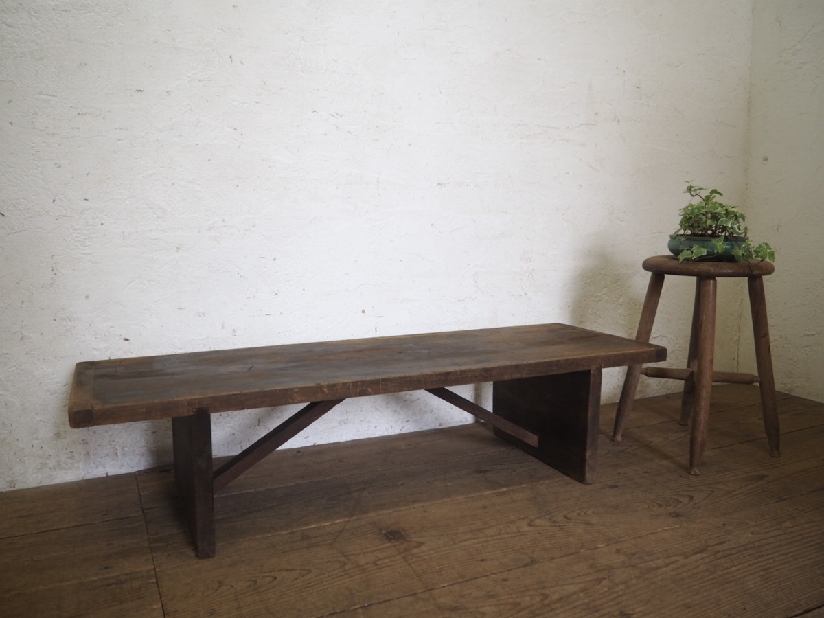 タ◇③天板◇一枚板のレトロな古い木製ローテーブル