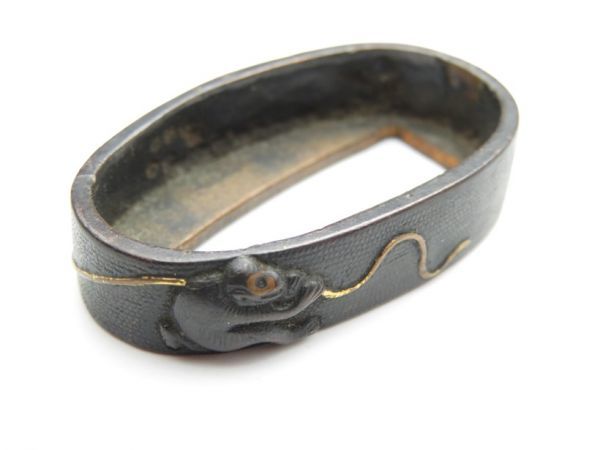 2803】オリジナル 刀装具 武具 甲冑 赤銅地 猿に柿象嵌 縁(初品・買取