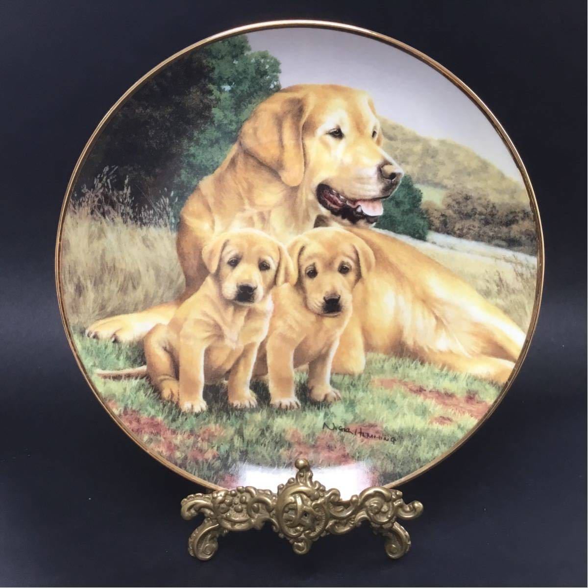 【航空便送料無料】英国・イギリスヴィンテージ ◆ フランクリンミント社 ラブラドール・レトリバー　犬のプレート 絵皿 飾り皿 4枚セット_画像7