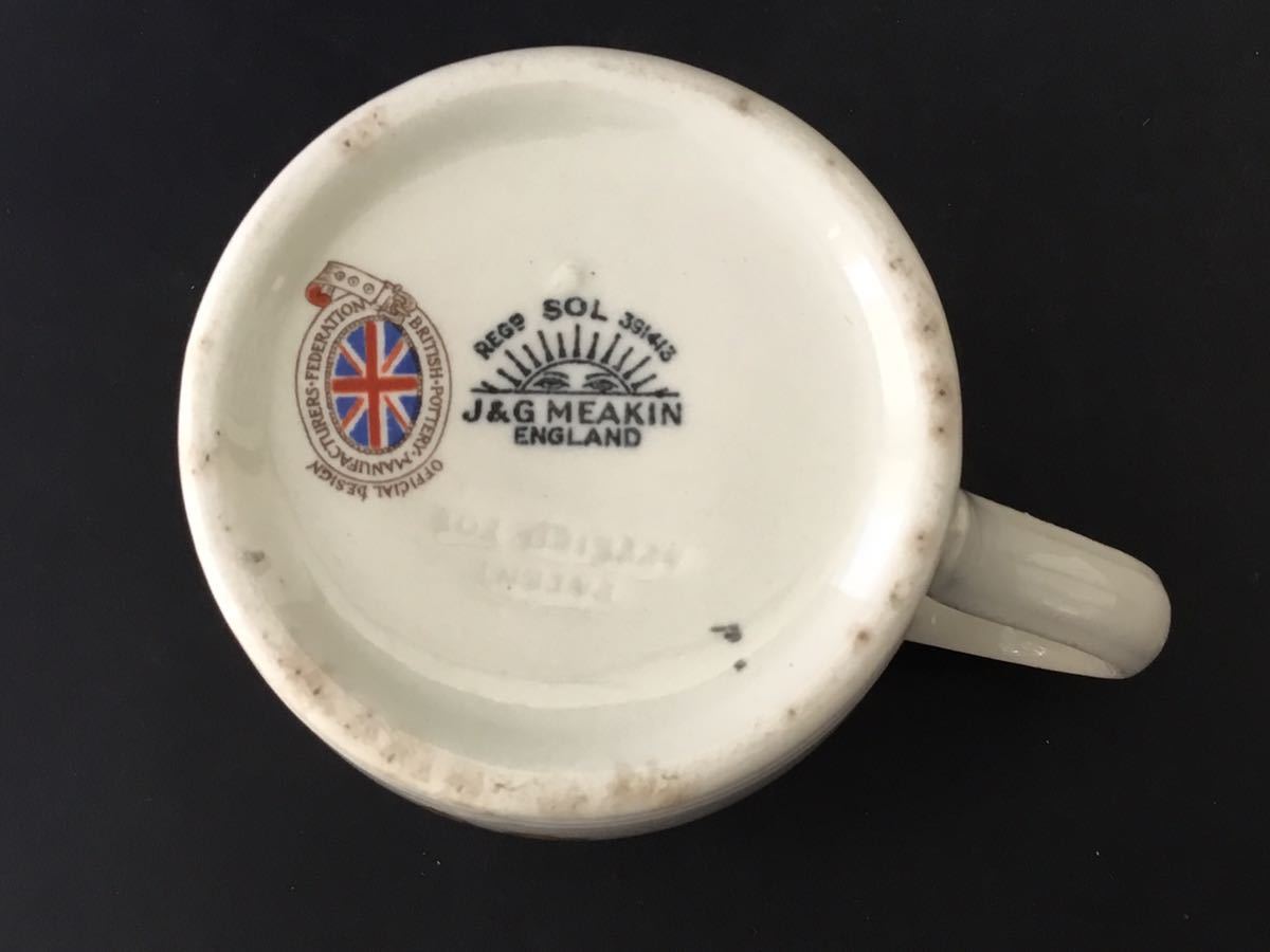 英国・イギリスアンティーク ◆ J&G Meakin 1935年　キングジョージ５世xクイーンメアリー　シルバージュビリー　マグカップ_画像8