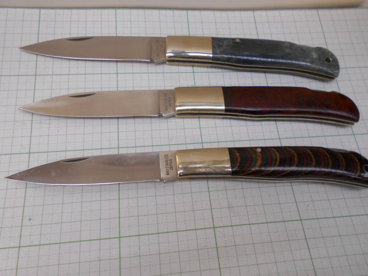 OLD関ナイフ ホーン型3丁 #B ブレード 93mm ハンドル 115mm 未使用 擦れや薄い錆がありますナイフ
