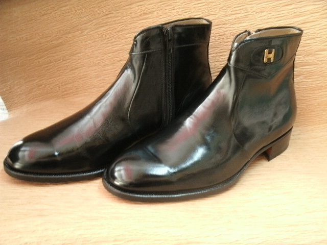 独創的 24.5 カーフブーツ マッケイ 革底 黒 日本製 紳士靴 革靴 24.5