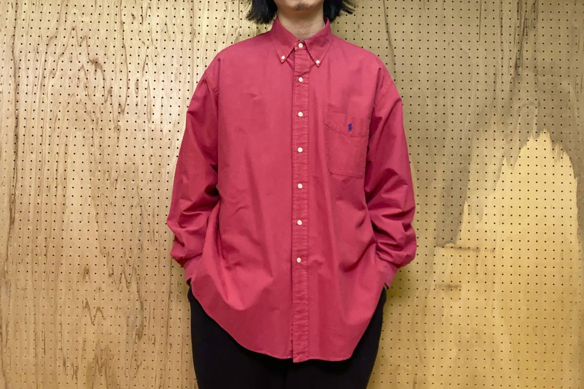新発売の ビッグ 無地 ローレン ラルフ 90年代 L 着画 シャツ 古着 長袖 シャツ Alrc Asia