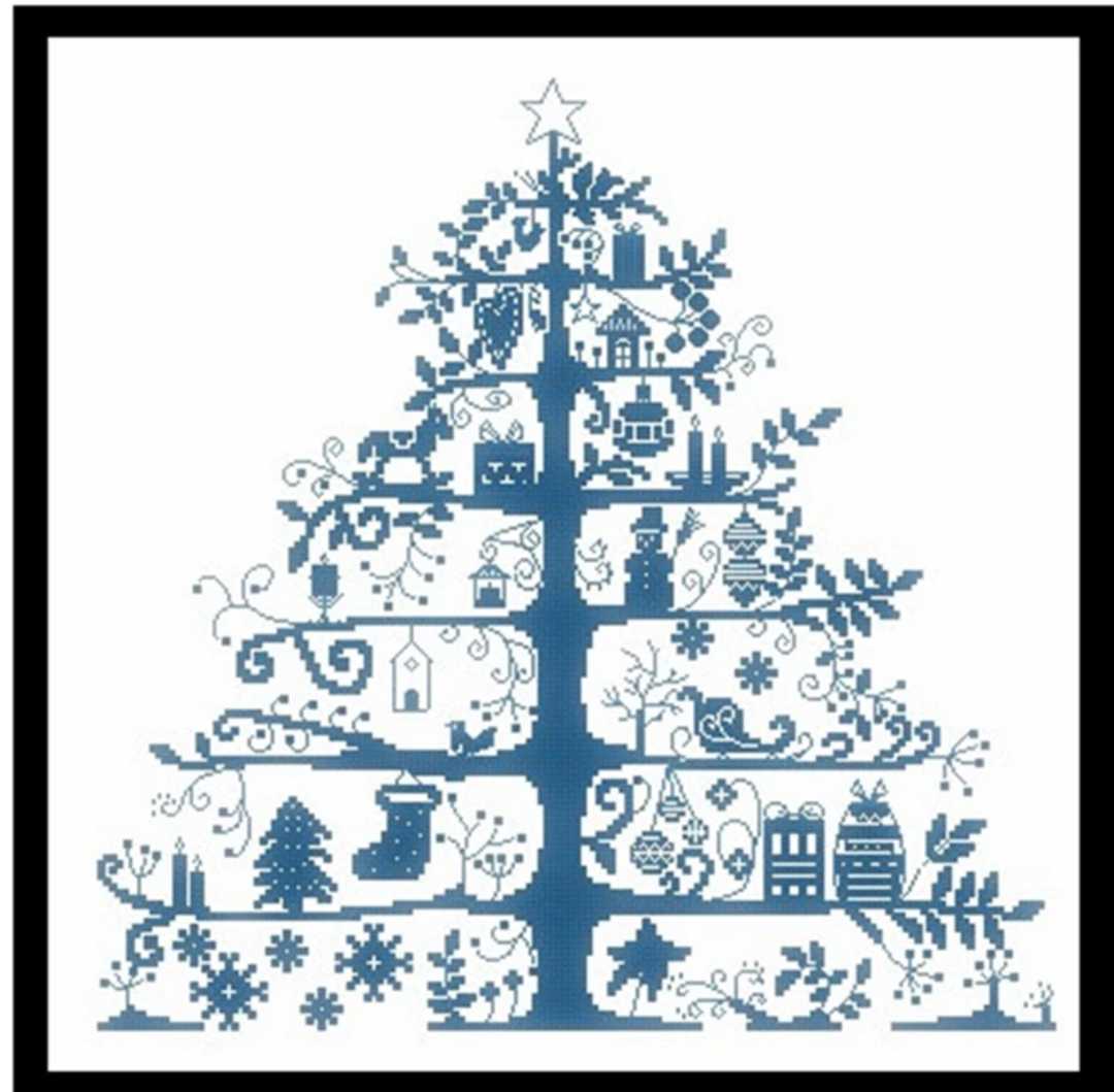 クロスステッチキット クリスマスツリー 一色刺し 30×30cm 刺繍 ホワイト 18CT 白