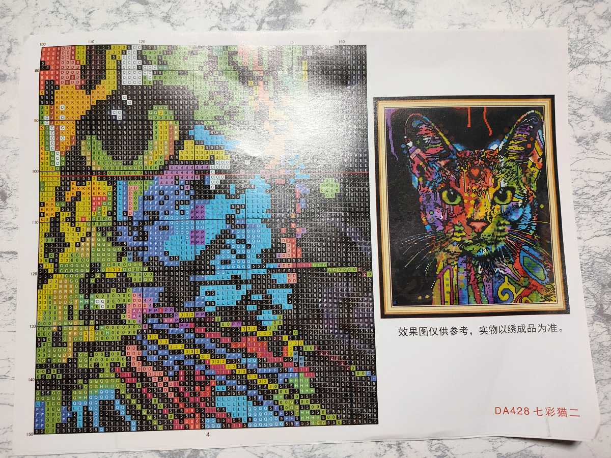 クロスステッチキット カラフルワイルドキャット 猫 ねこ ネコ 刺繍 14CT 図案印刷あり