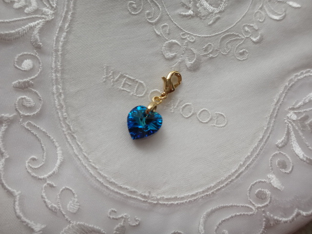  free shipping! Swarovski! charm! Heart! strap also!10.3×10mm! crystal ba Mu da- blue! blue AB!NO.96