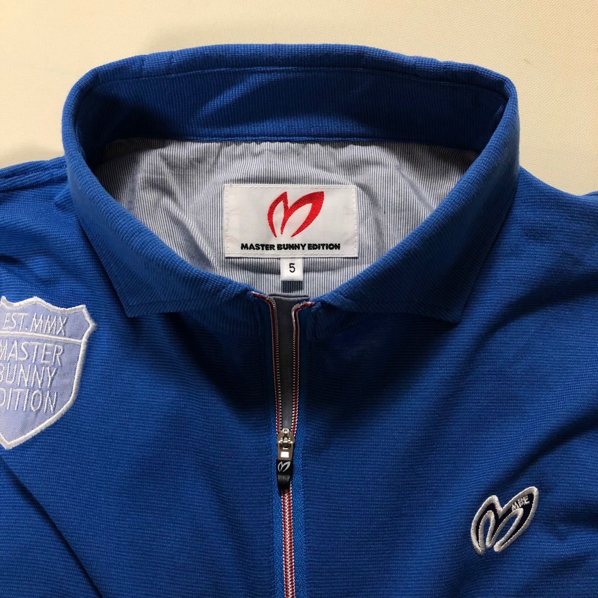 マスターバニーエディション ゴルフ ポロシャツ 日本製 ブルー サイズ5