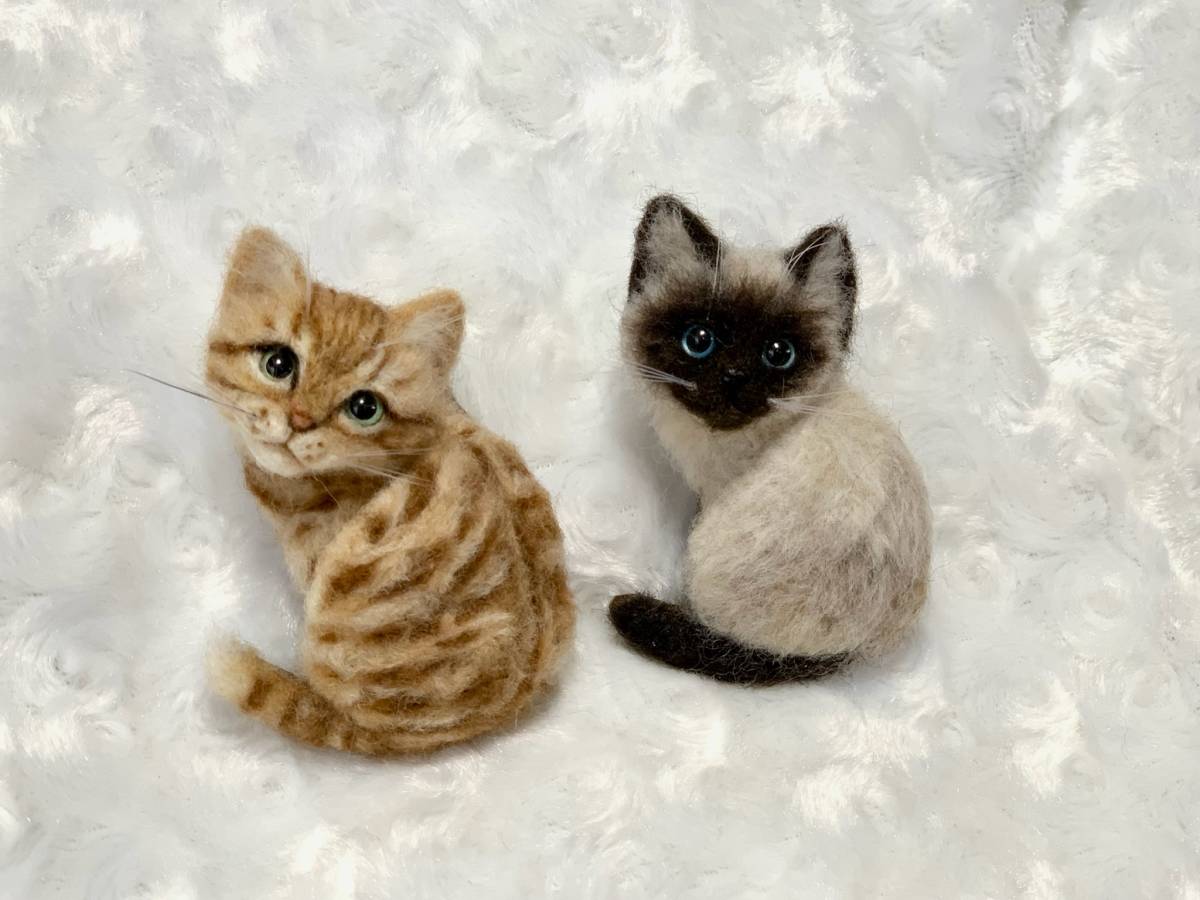 chico* 羊毛フェルト 猫 * シャム猫ちゃん ブローチ *・ ネコ chico* 羊毛フェルト 猫 * シャム猫ちゃん ブローチ *・ ネコ