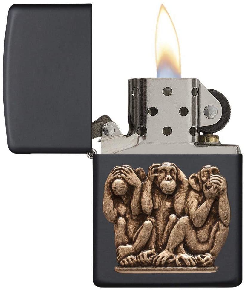ZIPPO(ジッポー) Black Matte Monkey ブラック 黒 マット モンキー 猿 アニマル 動物 面白い 個性的 MADE IN USA 日本未発売 風防付き