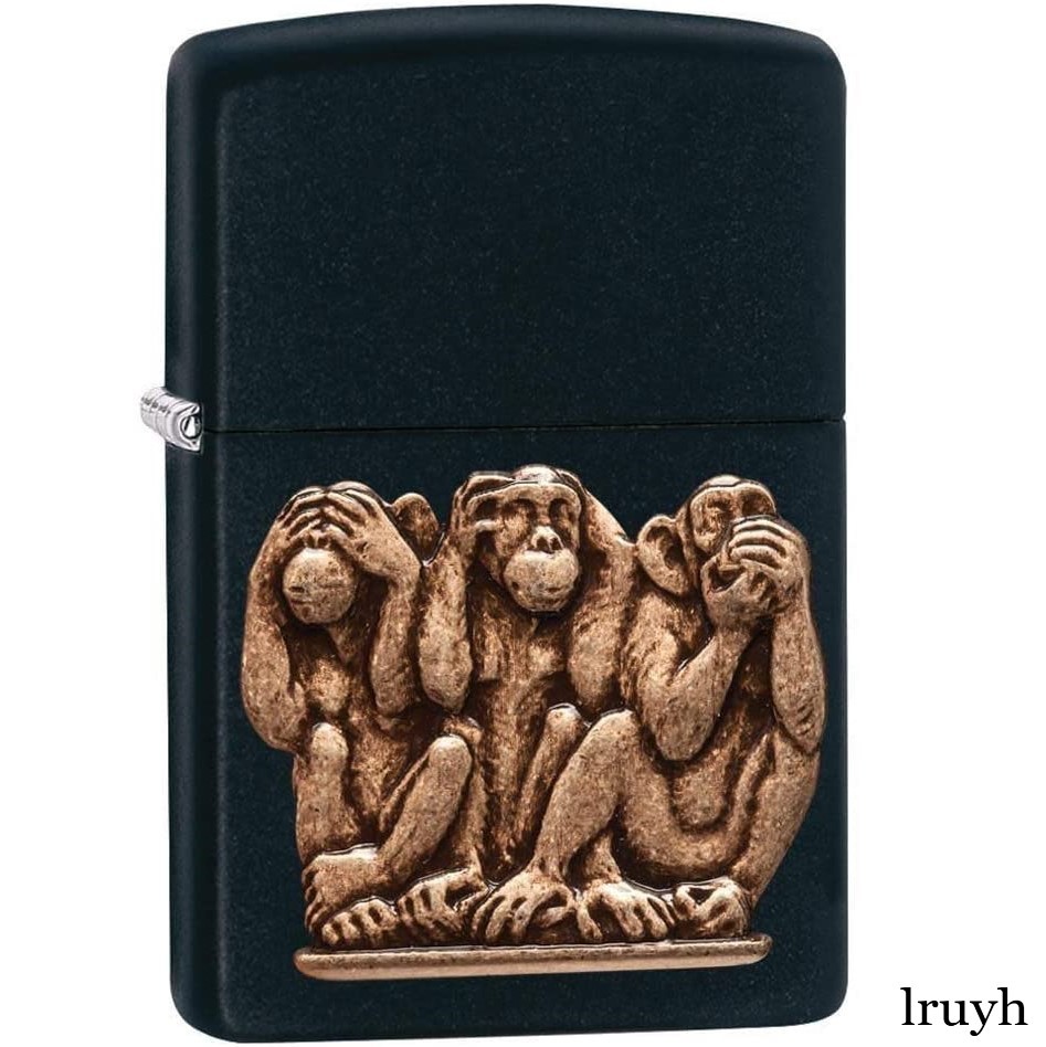 ZIPPO(ジッポー) Black Matte Monkey ブラック 黒 マット モンキー 猿 アニマル 動物 面白い 個性的 MADE IN USA 日本未発売 風防付き