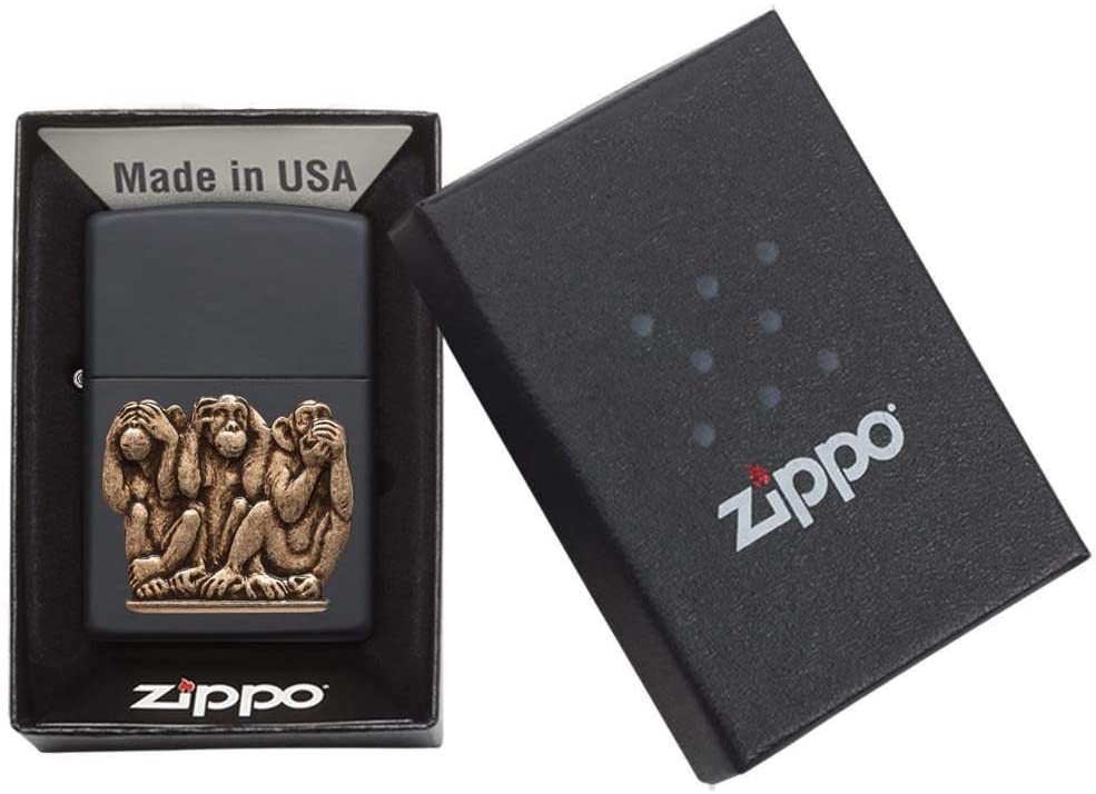 ZIPPO(ジッポー) Black Matte Monkey ブラック 黒 マット モンキー 猿 アニマル 動物 面白い 個性的 MADE IN USA 日本未発売 風防付き