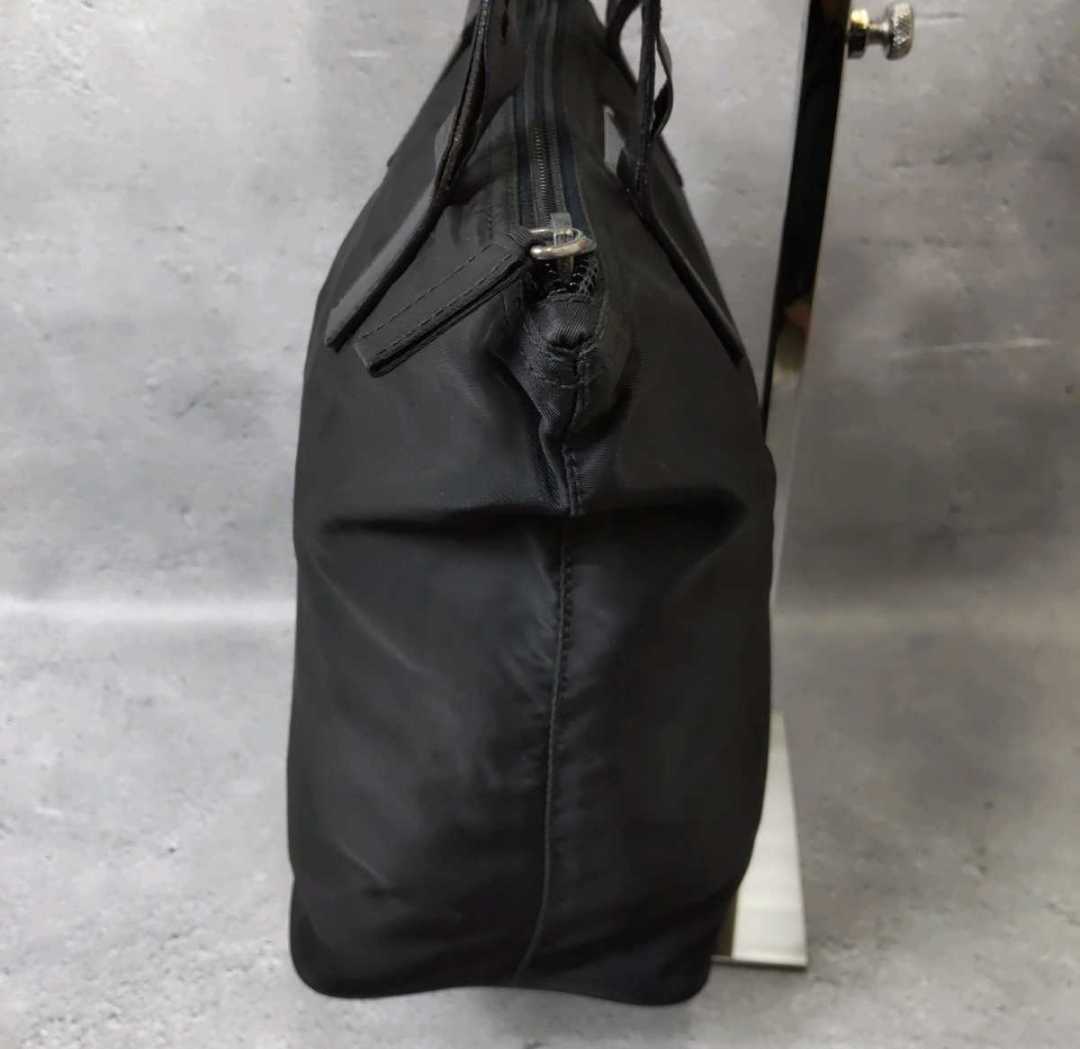 【おトク】 【極美品】プラダ ブラック 黒 三角ロゴ レザー テスートナイロン トートバッグ - トートバッグ