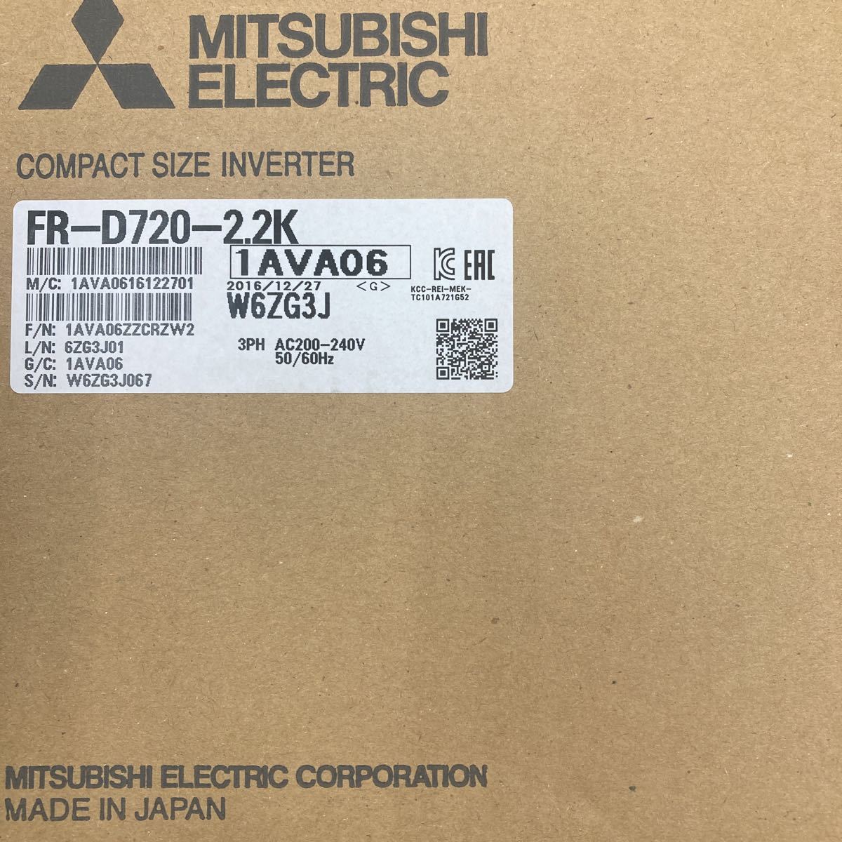 新品未使用 三菱電機 インバータ FR-D720-2.2K www.gastech.com.tr