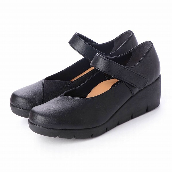 39lk 送料無料 ファーストコンタクト パンプス 靴 日本製 楽ちん 痛くない ストラップ切替デザイン 母の日 ウェッジパンプス_画像2