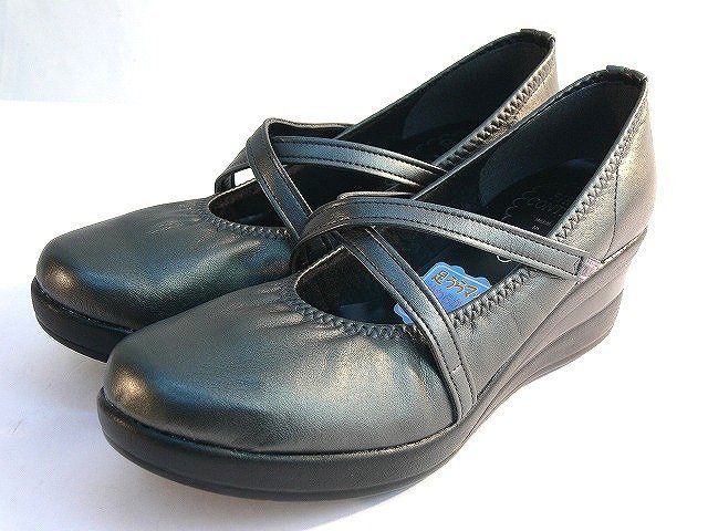 38lk 送料無料 ファーストコンタクト パンプス 靴 ストラップ 日本製 パンプス 黒 痛くない 母の日 ウェッジパンプス コンフォートシューズ_画像3
