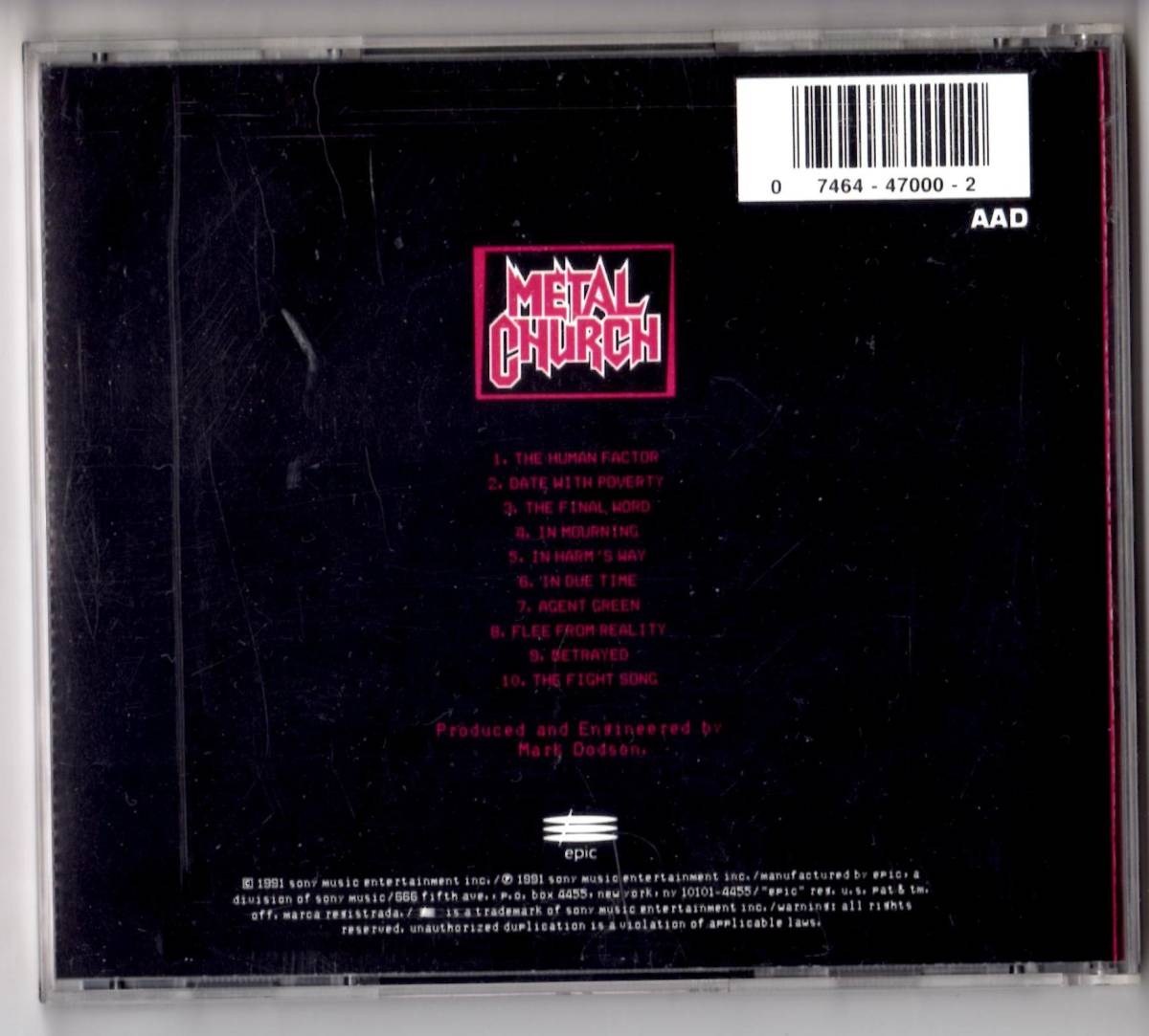 Used CD 輸入盤 メタル・チャーチ Metal Church『ザ・ヒューマン・ファクター』- The Human Factor (1991年)全10曲アメリカ盤