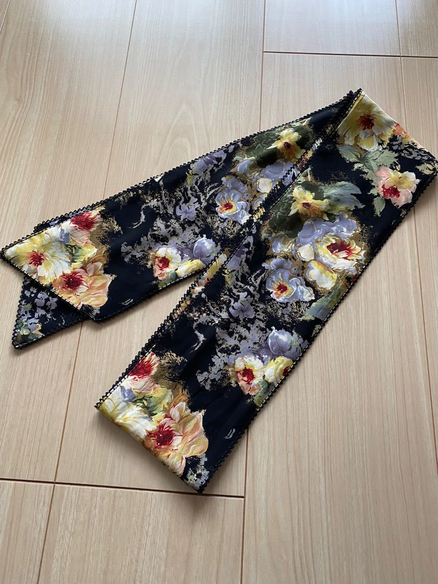 カネコイサオ KANEKOISAO ワンピース花柄 スカーフ付き 花柄ワンピース 花柄 ワンピース