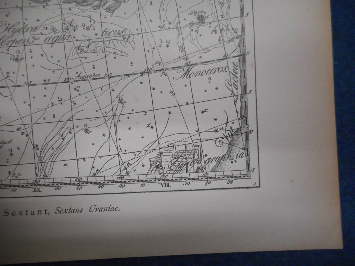 アンティーク天球図、天文暦学書Astronomy 星座図絵1801年復刻『ボーデの星図ウラノグラフィア11』Star map, Planisphere, Celestial atlas