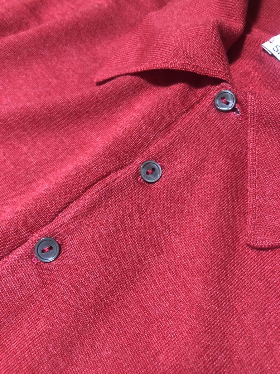 旧タグ ジョンスメドレー ウール×シルク ニットポロシャツ レッド John