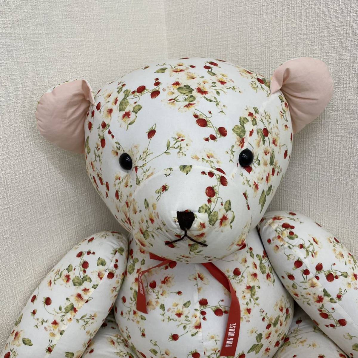 PINK HOUSE ピンクハウス テディベア ぬいぐるみ 特大サイズいちご柄-