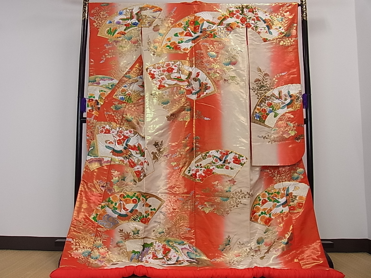 スペシャルオファ 古風220204 花柄 古典 水流 御所車 舞鶴 刺繍 金 ...