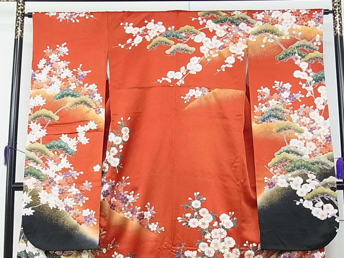 全国無料，定番 平和屋着物□谷崎潤一郎の世界 振袖 駒刺繍 道長花車