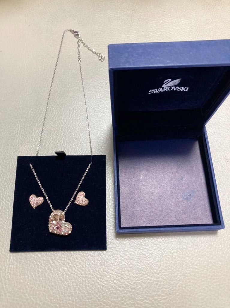 SWAROVSKI スワロフスキー ネックレス ピアス 3点セット 美品 送料込-