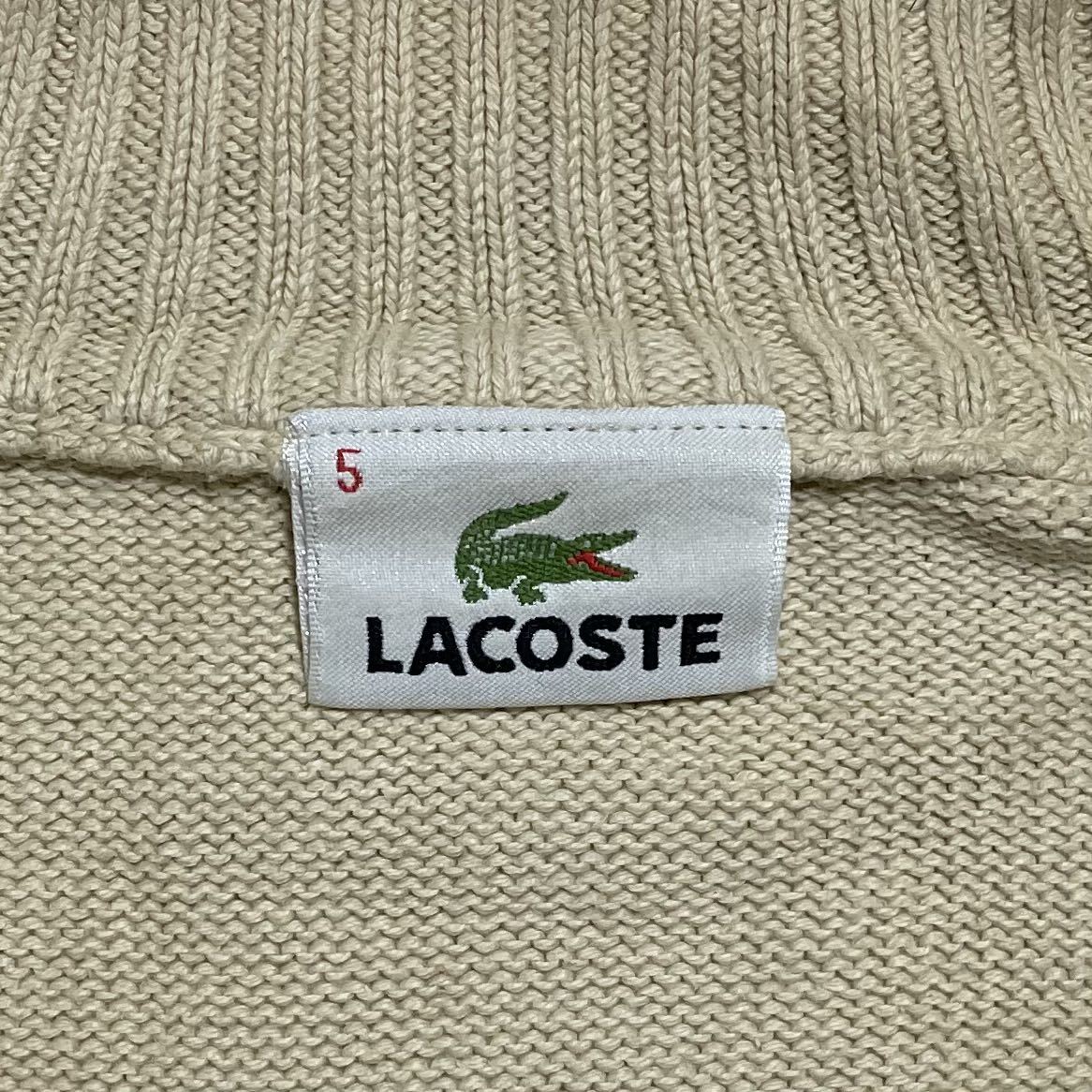 【人気カラー】ラコステ LACOSTE ハーフジップ コットンニット 5 ベージュ ワニ 22-10_画像7