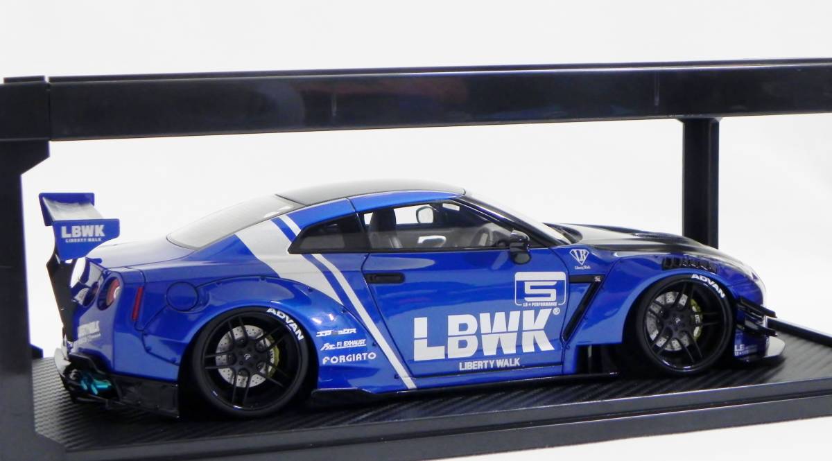 IG 2340 1/18 リバティーウォーク LB-WORKS Nissan GT-R R35 type 2 Blue イグニッションモデル LBWK ナックルライン_画像3