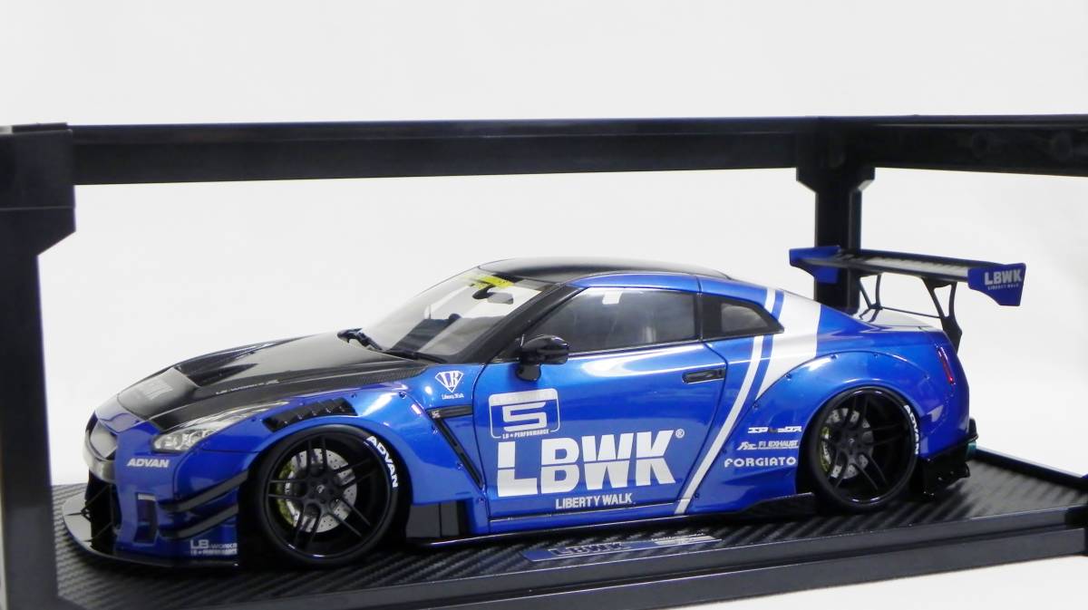 IG 2340 1/18 リバティーウォーク LB-WORKS Nissan GT-R R35 type 2 Blue イグニッションモデル LBWK ナックルライン_画像2
