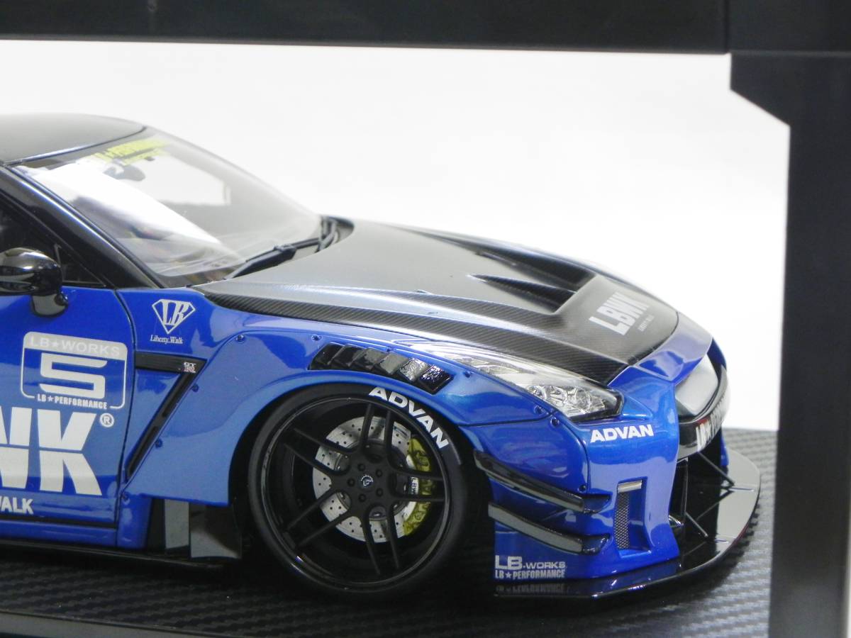 IG 2340 1/18 リバティーウォーク LB-WORKS Nissan GT-R R35 type 2 Blue イグニッションモデル LBWK ナックルライン_画像6