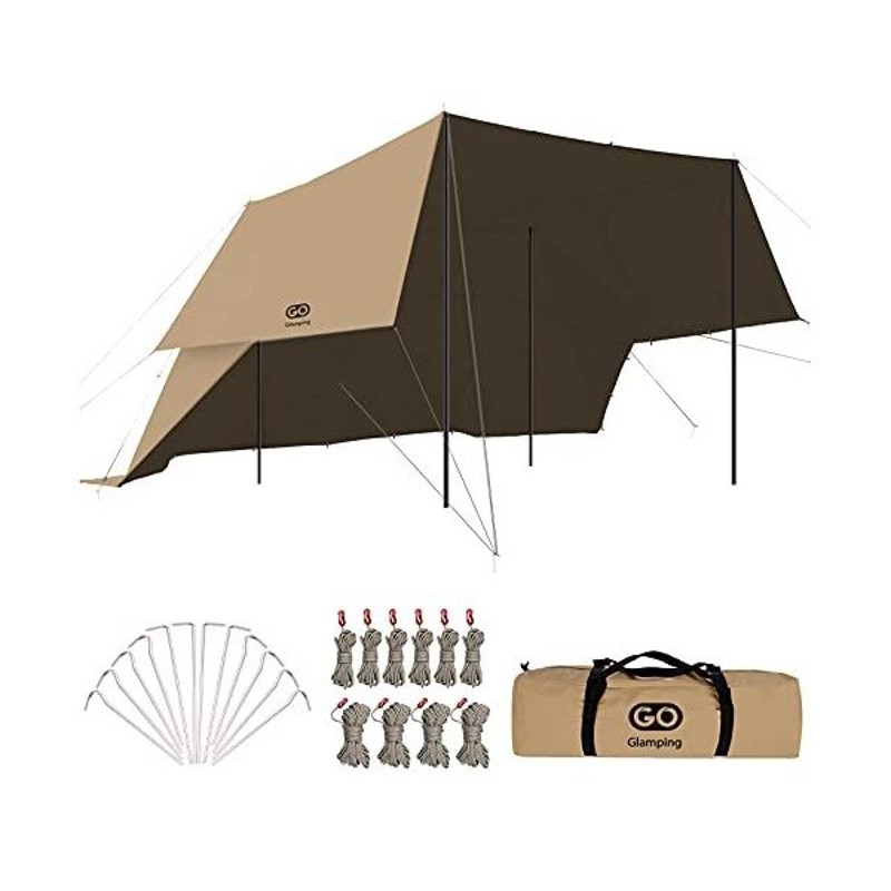 2F-T-01-カーキ 軍幕 タープGOGlamping tc 3人用 4人用 変幻自在な